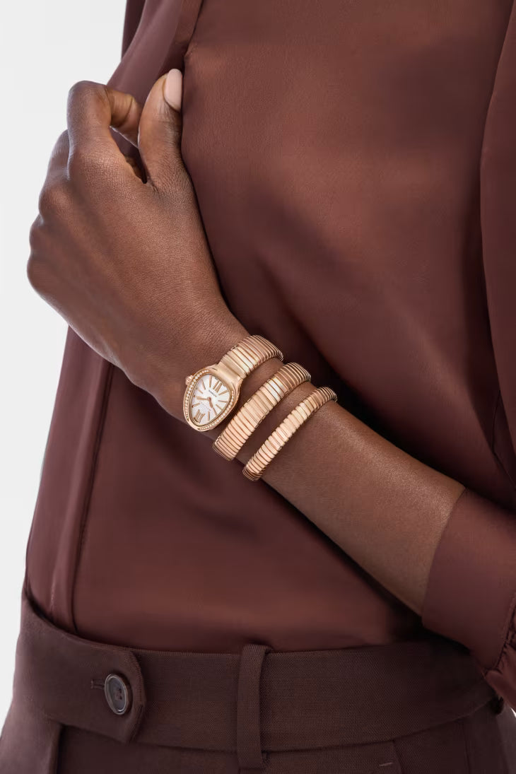 Coiled Band Watch, Rose Gold Tone, Stone-Set, 35 mm, Size S