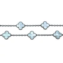 Quatrefoil Long Necklace, 20 Motifs, Rose Gold Tone, Malachite
