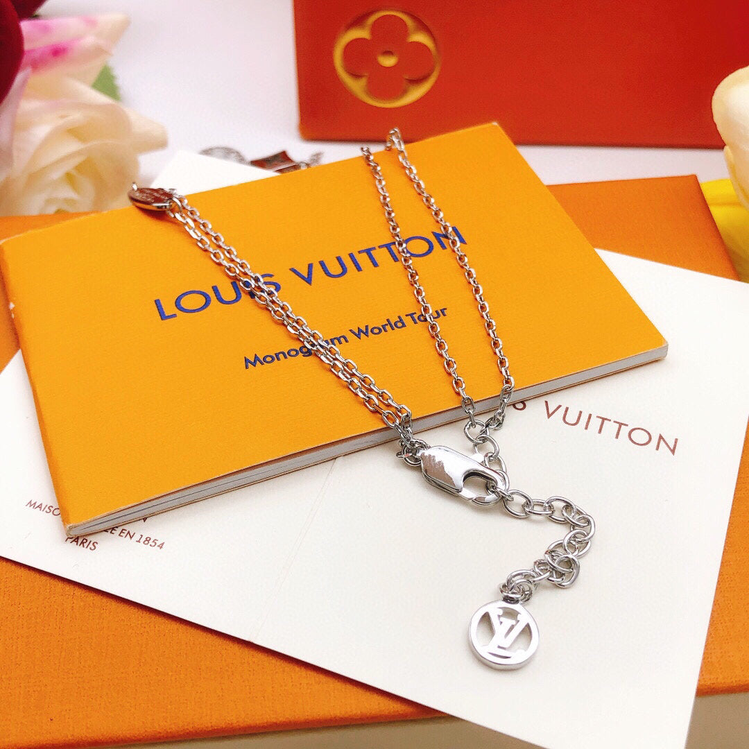 Double-Layer Chain Necklace, Silver Tone
