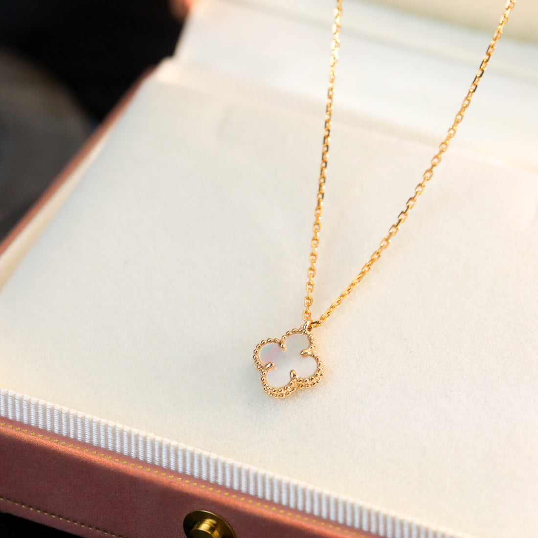 Quatrefoil Pendant Necklace, Yellow Gold Tone