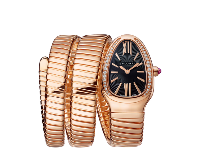 Coiled Band Watch, Rose Gold Tone, Stone-Set, 35 mm, Size S