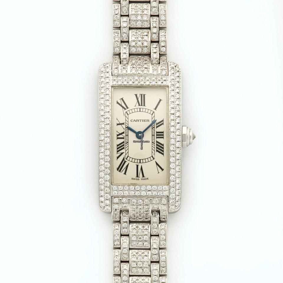 Rectangular Case Watch, White Gold Tone, Stone-Set, White, Mini Model