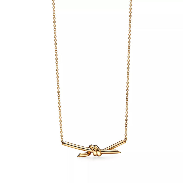 Knot Pendant Necklace, Yellow Gold Tone