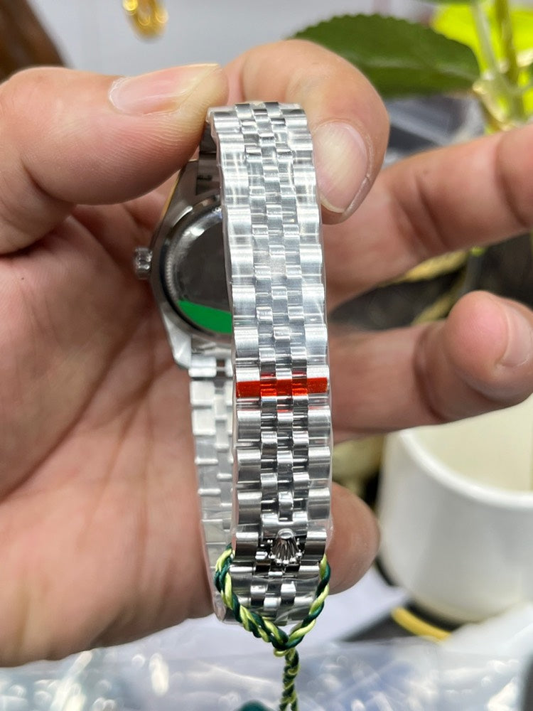 Classic Date Watch, White Gold Tone, Steel, White, 28 mm