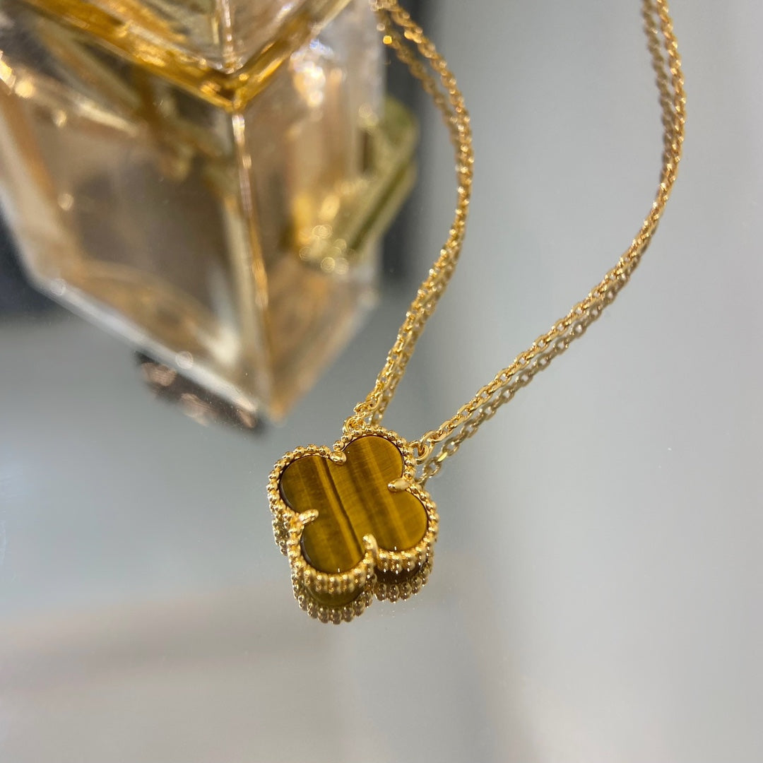 Quatrefoil Pendant Necklace, Yellow Gold Tone