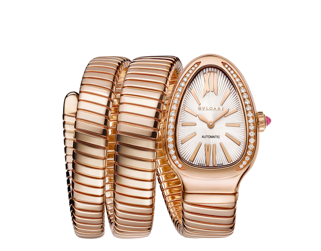 Coiled Band Watch, Rose Gold Tone, Stone-Set, 35 mm, Size S