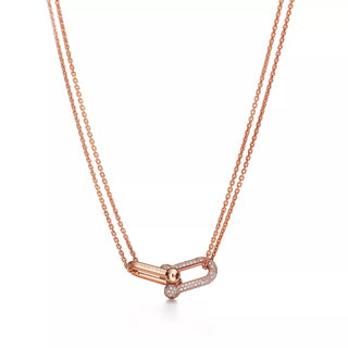 Link Pendant Necklace, Rose Gold Tone, Stone-Set