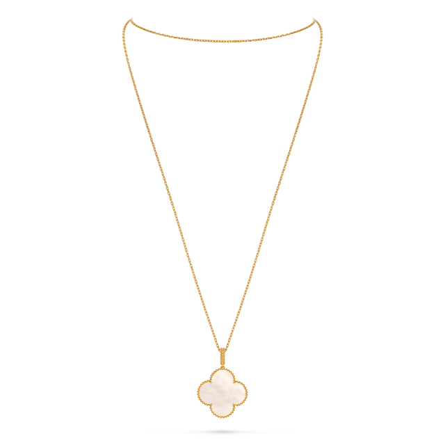 Quatrefoil Long Necklace, 1 Motifs, Yellow Gold Tone