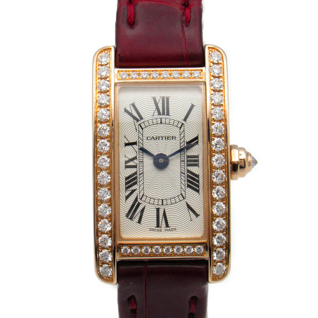 Rectangular Case Watch, Yellow Gold Tone, Stone-Set, Mini Model