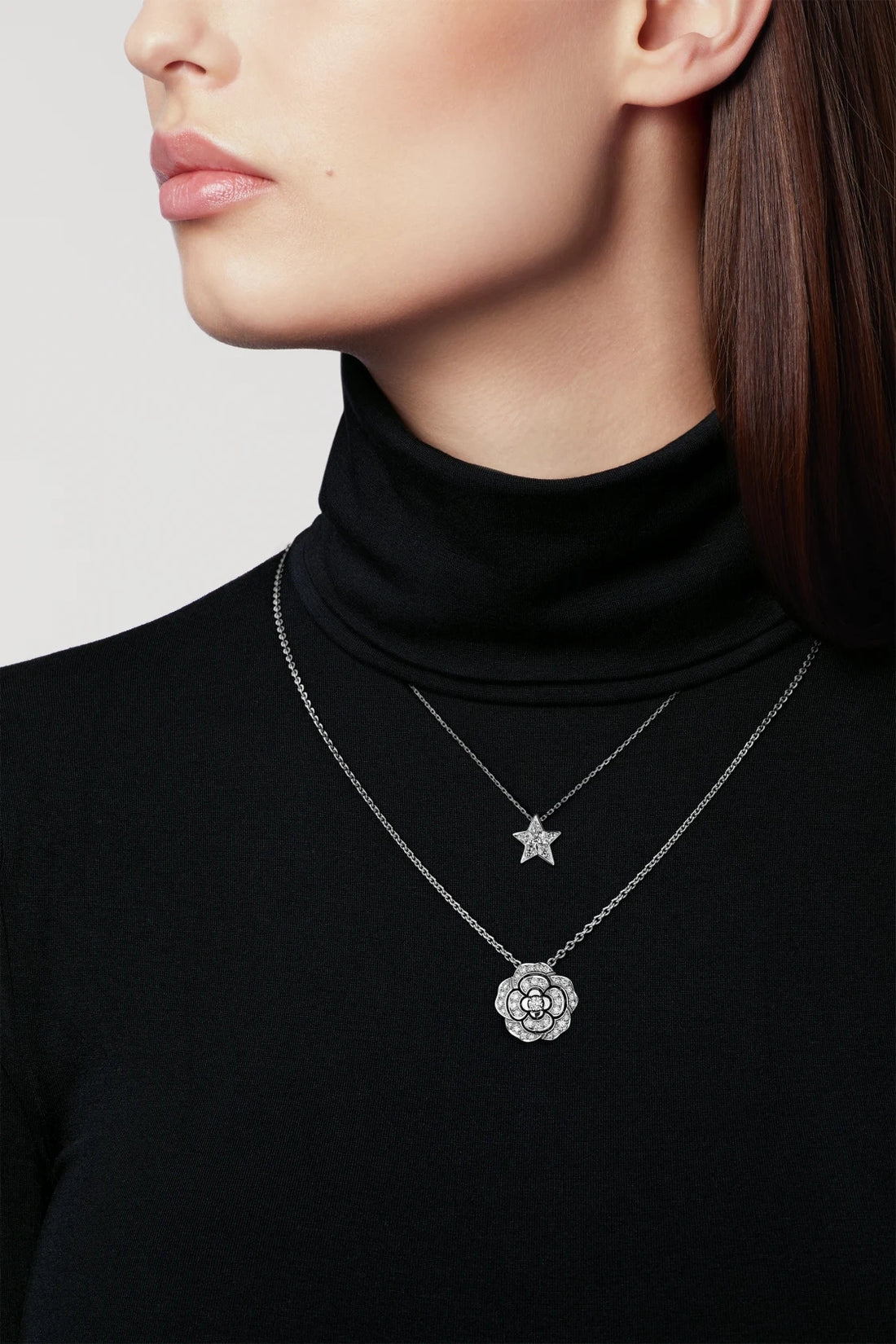 Chain Necklace, White Gold Tone