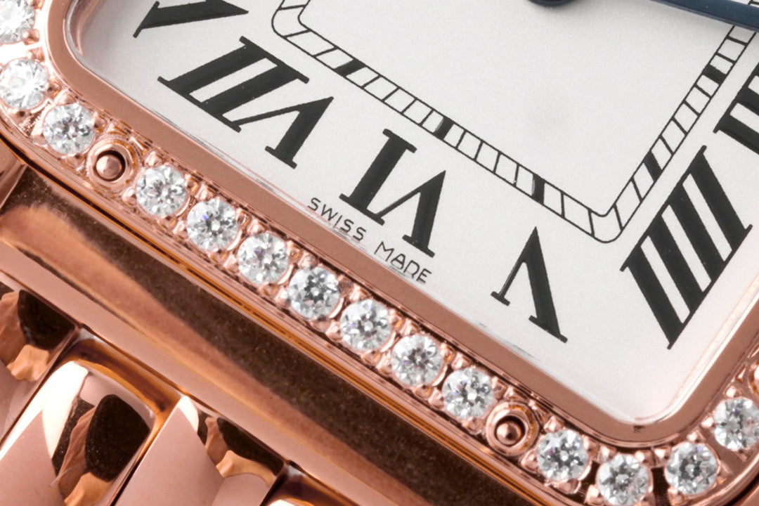Square Link-Bracelet Watch, Rose Gold Tone, Stone-Set, Medium Model