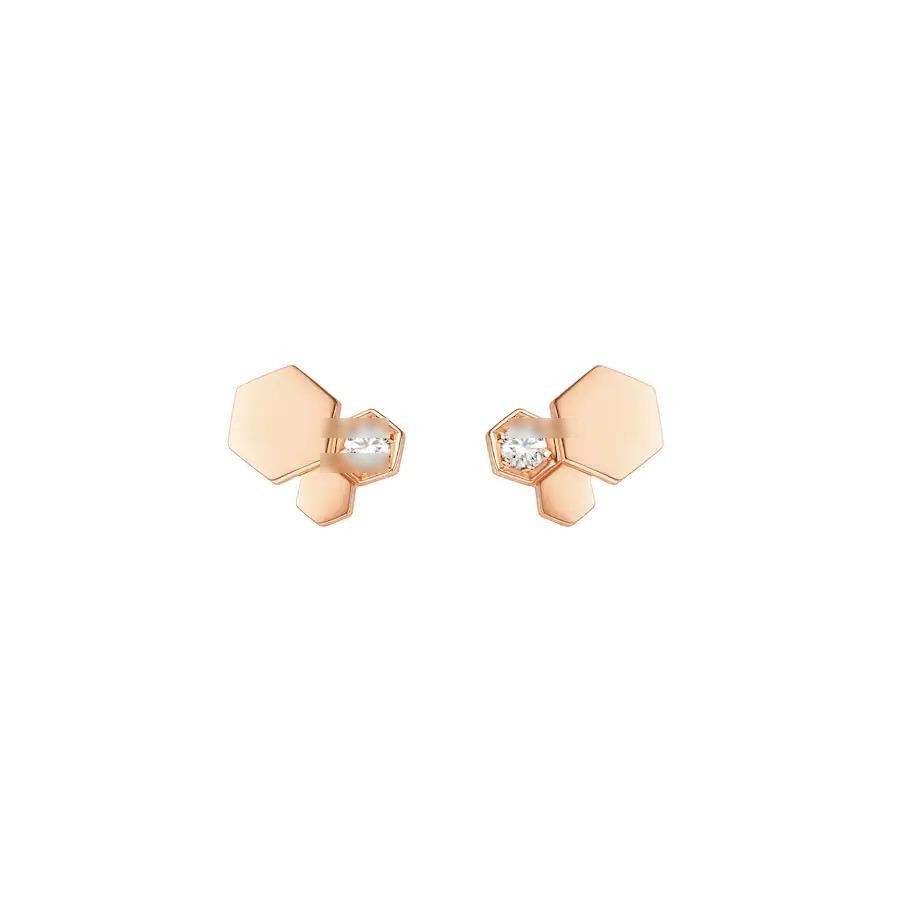 Bee Motif Pavé Earrings, Rose Gold