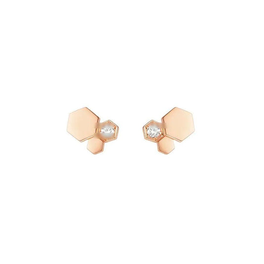 Bee Motif Pavé Earrings, Rose Gold