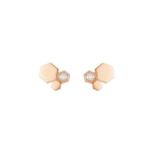 Bee Motif Pavé Earrings, Rose Gold