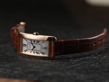Rectangular Case Watch, Yellow Gold Tone, Mini Model