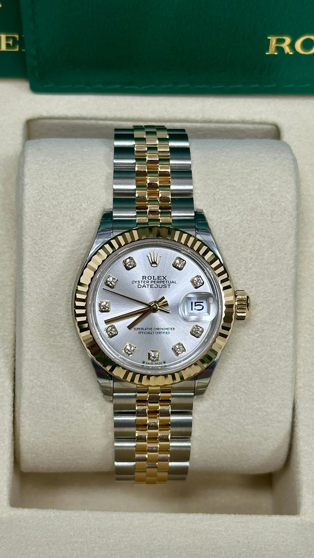Classic Date Watch, Yellow Gold Tone, Steel, 28 mm