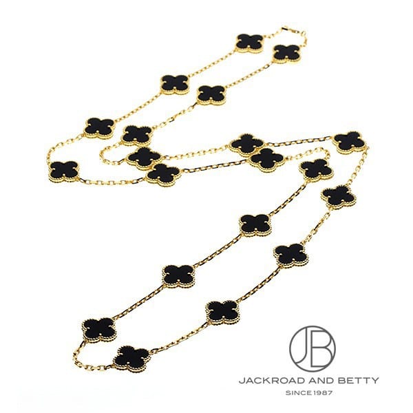Quatrefoil Long Necklace, 20 Motifs, Rose Gold Tone, Malachite