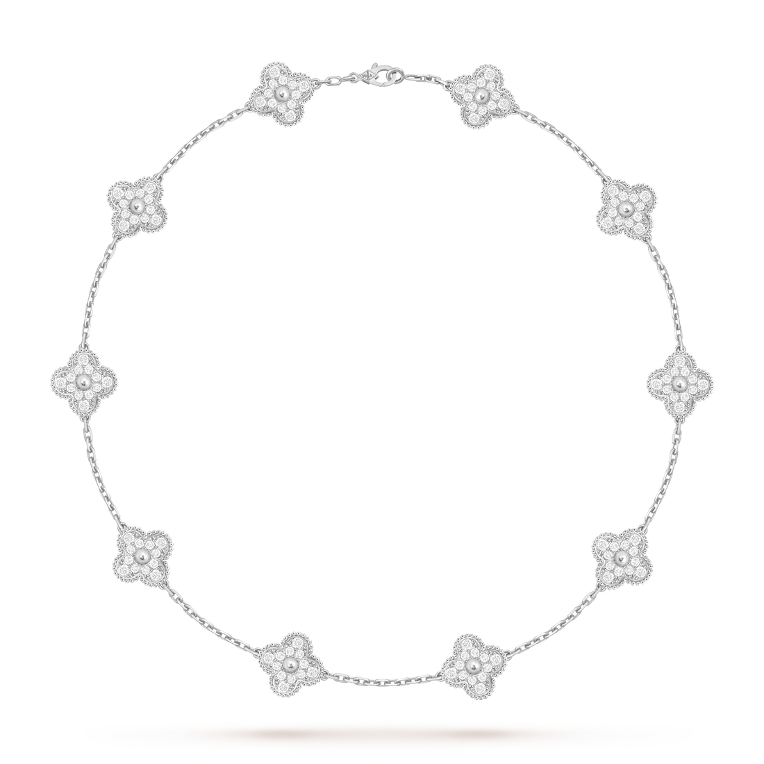 Quatrefoil Pendant Necklace, Agate, Stone-Set, 10 Motifs, Yellow Gold Tone