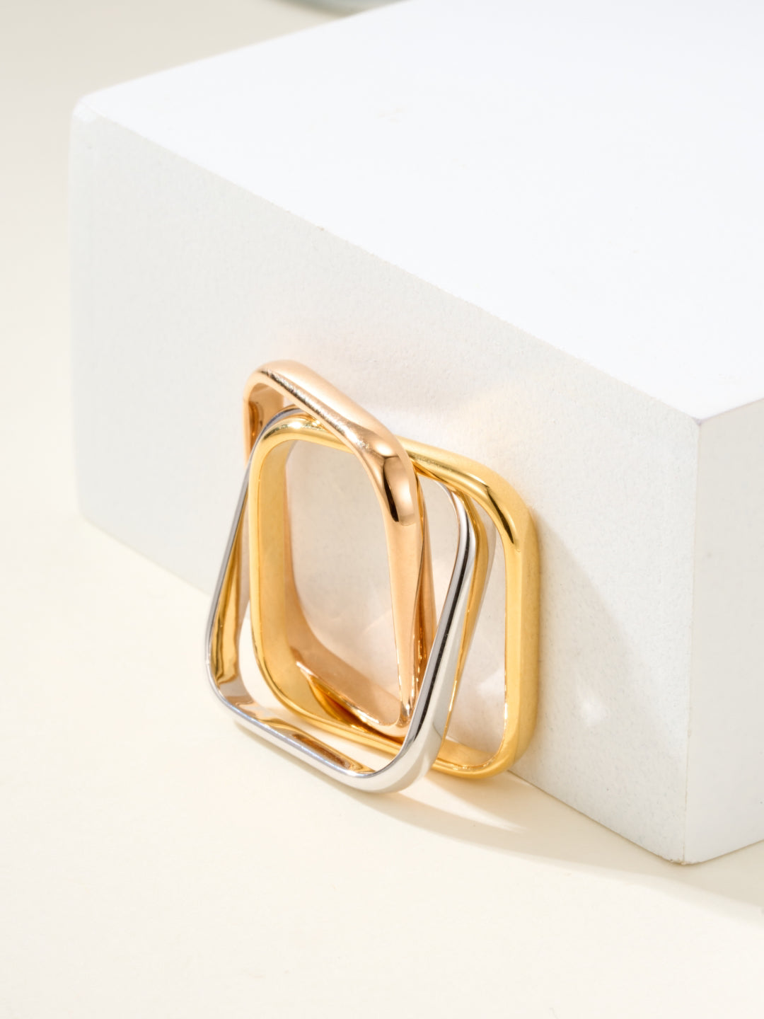 Three-Band Rolling Ring, Classic Model, Rose Gold Tone