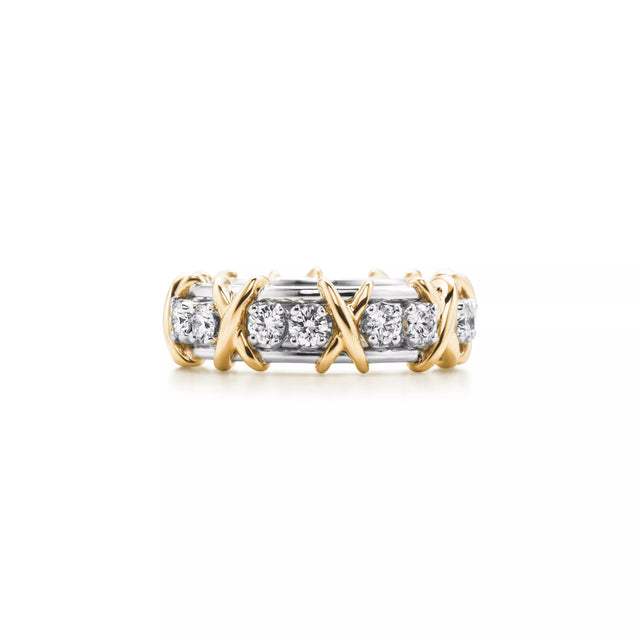 Sixteen Stone Ring, Yellow Gold Tone, Stone-Set