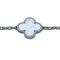 Quatrefoil Long Necklace, 20 Motifs, Rose Gold Tone, Malachite