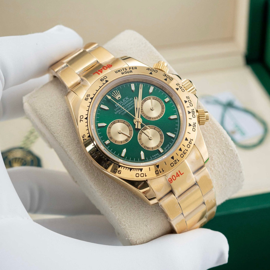 Chronograph Racing Watch, Yellow Gold Tone, 40 mm