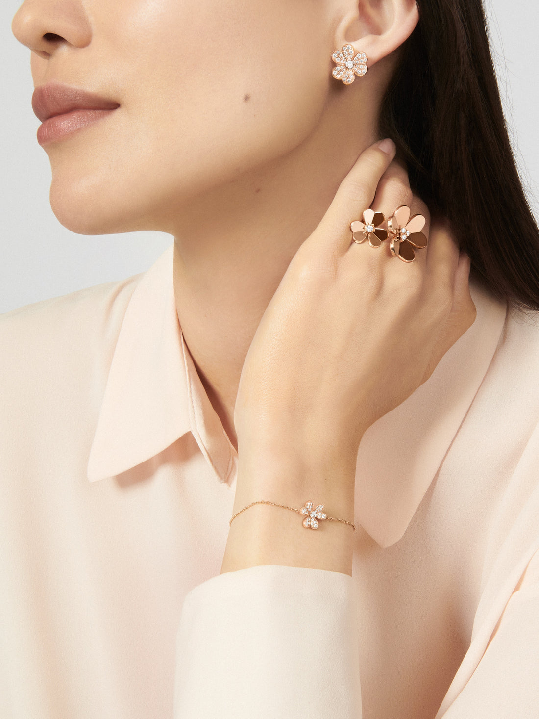 Petal Ring, Rose Gold Tone, Stone-Set