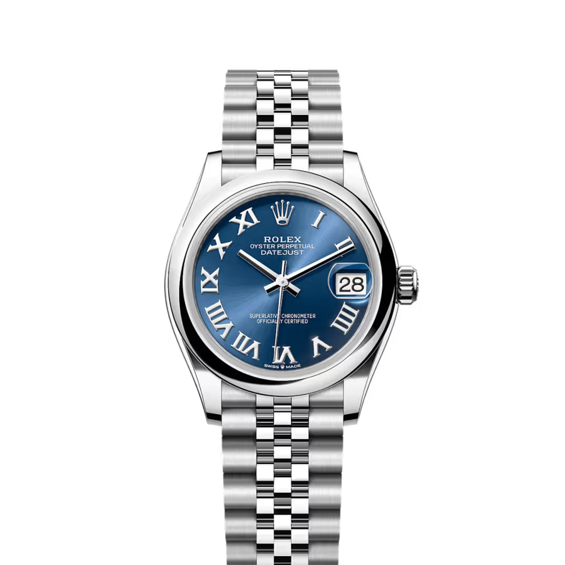 Classic Date Watch, White Gold Tone, Steel, White, 31 mm