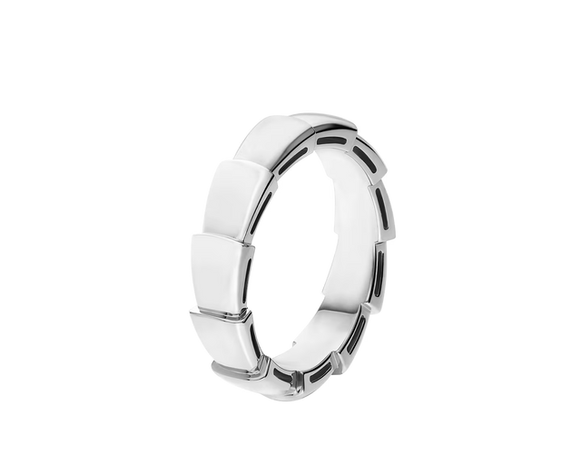 Snake-Scale Ring, White Gold Tone