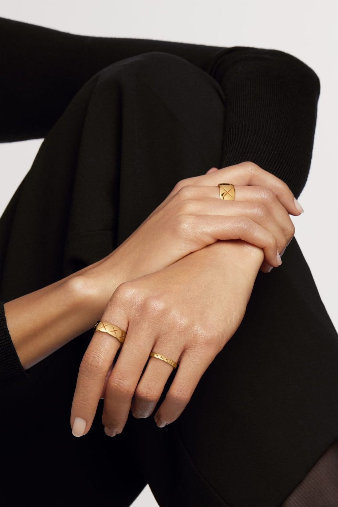 Quilted Pattern Ring, Yellow Gold Tone