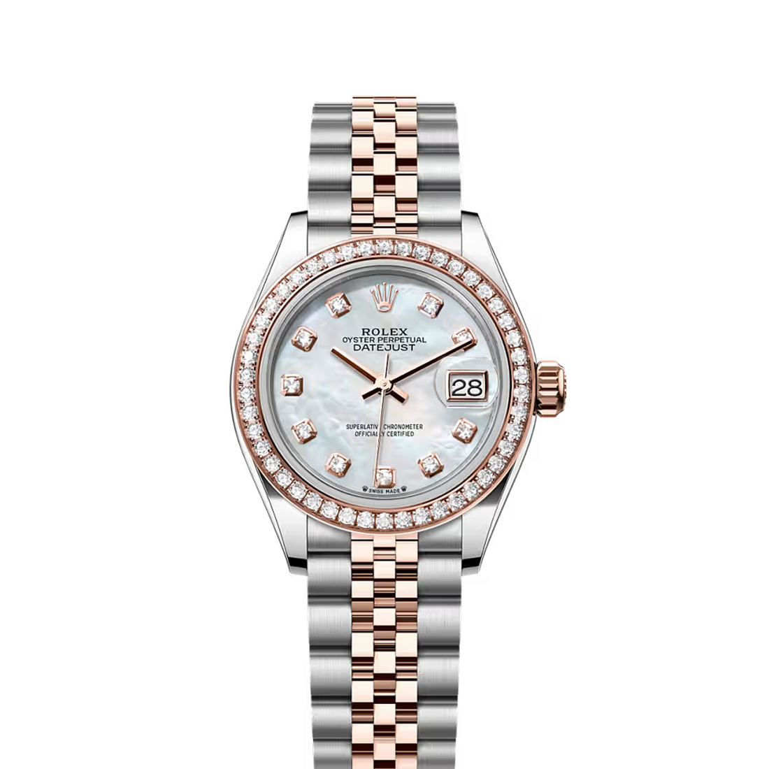 Classic Date Watch, Stone-Set, 28 mm