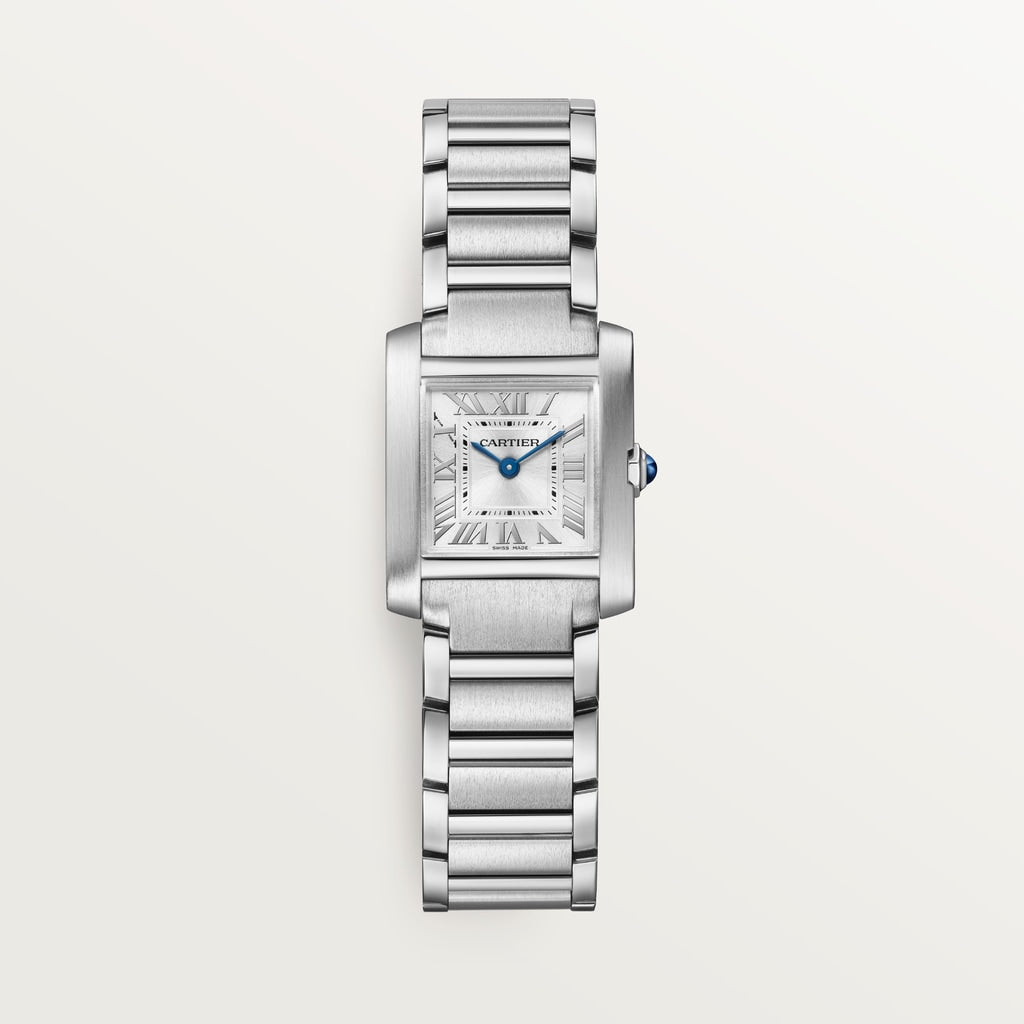 Rectangular Case Watch, White Gold Tone, White, Small Model
