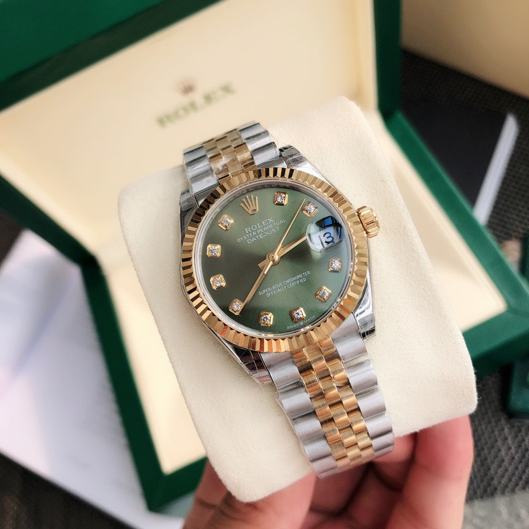 Classic Date Watch, Yellow Gold Tone, Steel, 31 mm