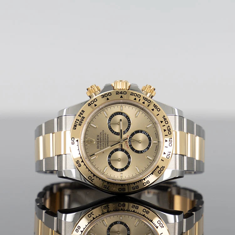 Chronograph Racing Watch, Yellow Gold Tone, Steel, 40 mm