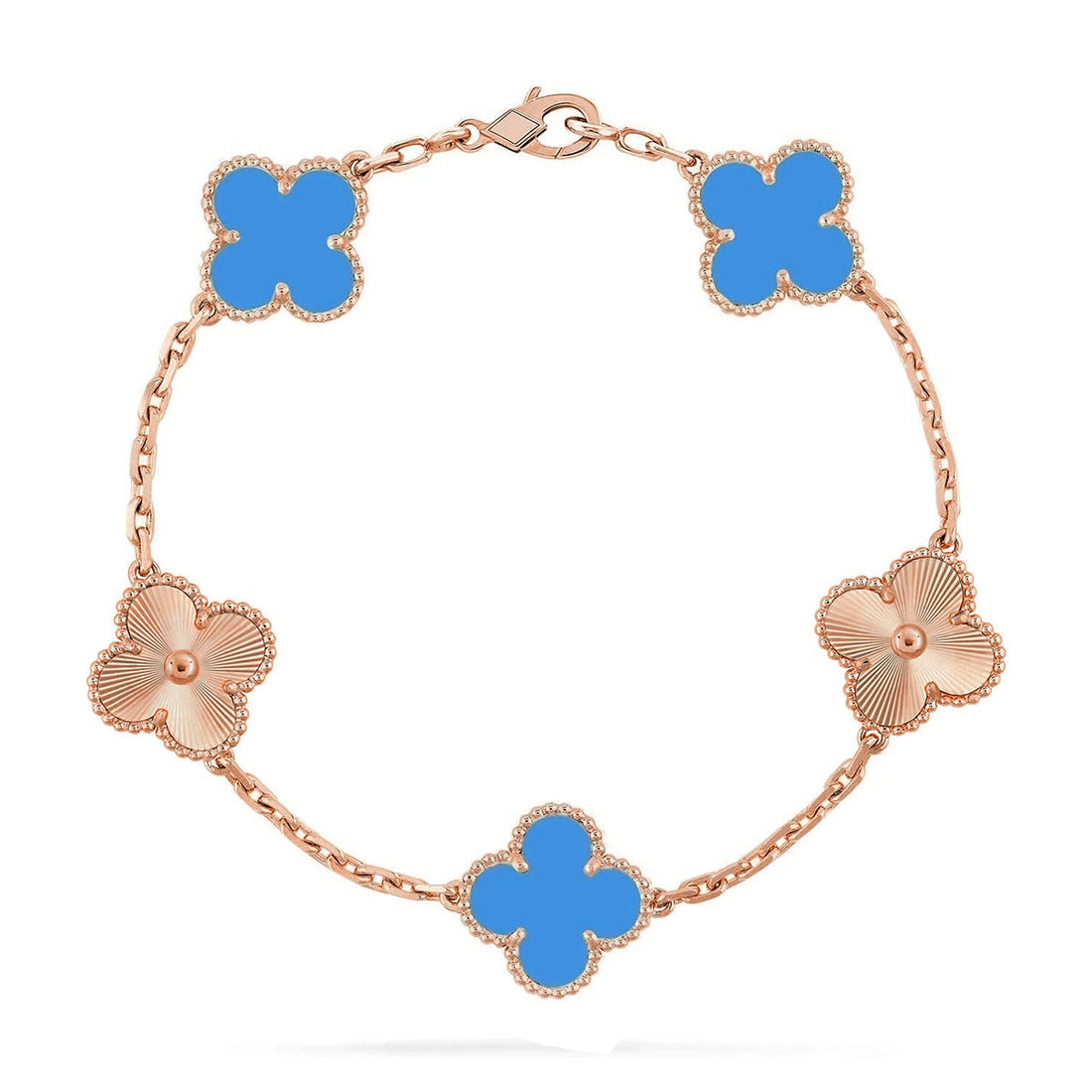 Quatrefoil 5 Motifs Bracelet, Blue Agate