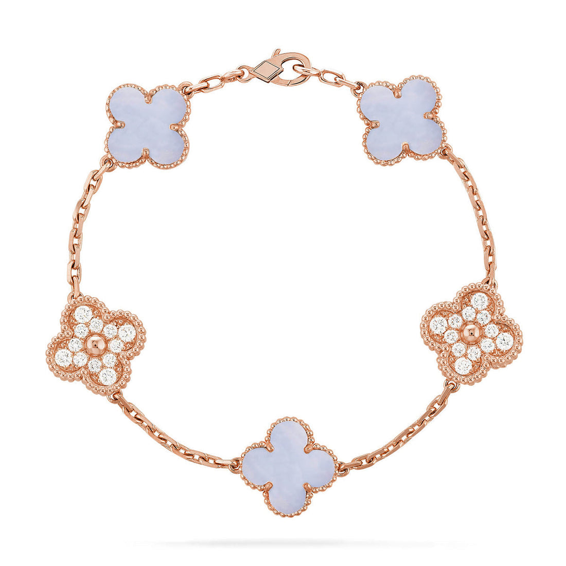 Quatrefoil 5 Motifs Bracelet, Purple Chalcedony