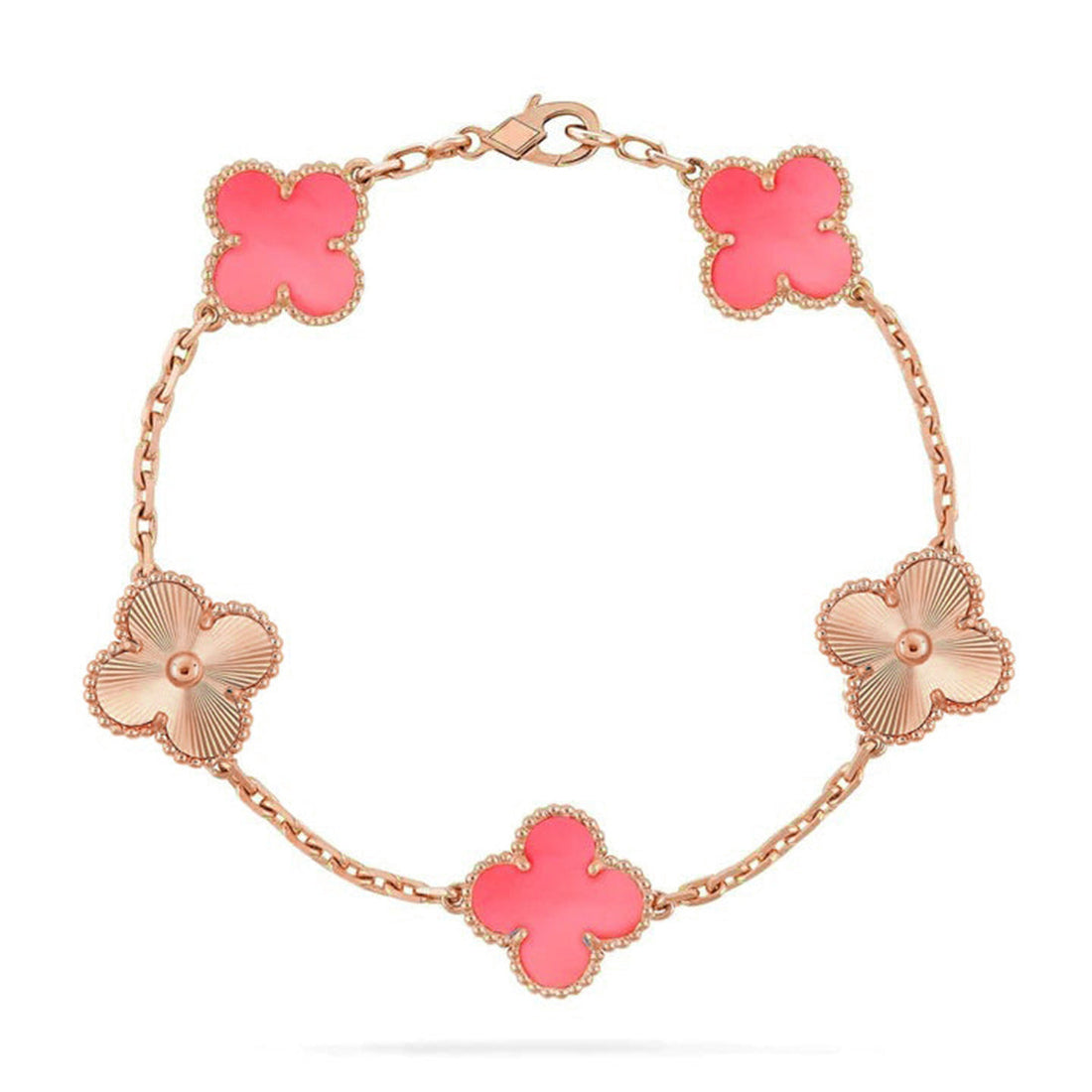 Quatrefoil 5 Motifs Bracelet, Pink Mother of Pearl