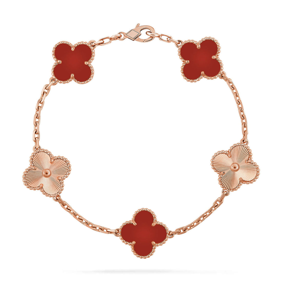 Quatrefoil 5 Motifs Bracelet, Red Carnelian