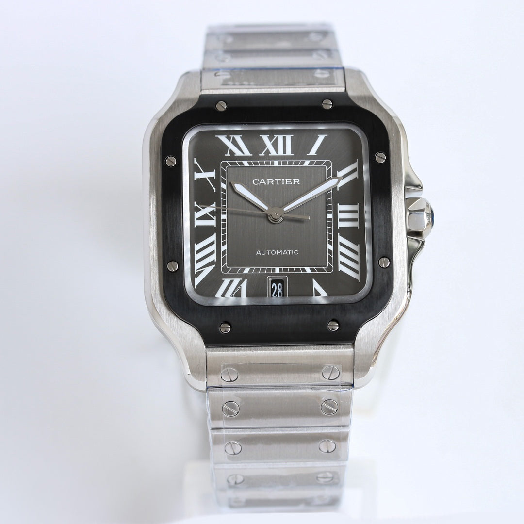 Square Case Watch, Steel, Large Model
