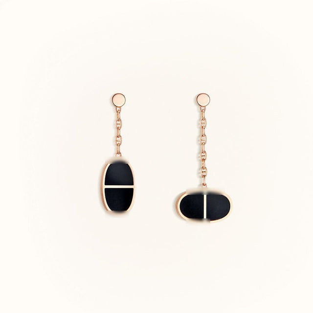 Chain-Link Earrings, Black Ceramic