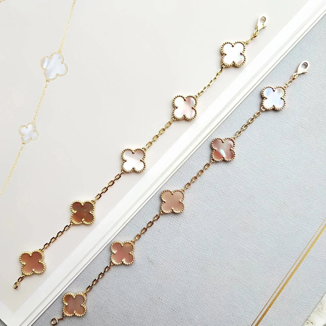 Quatrefoil 5 Motifs Bracelet, Pink Mother of Pearl