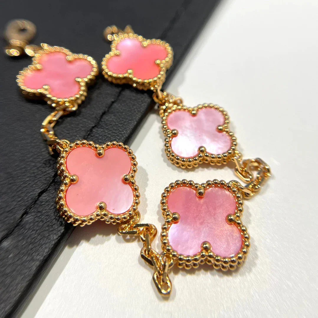 Quatrefoil 5 Motifs Bracelet, Pink Mother of Pearl
