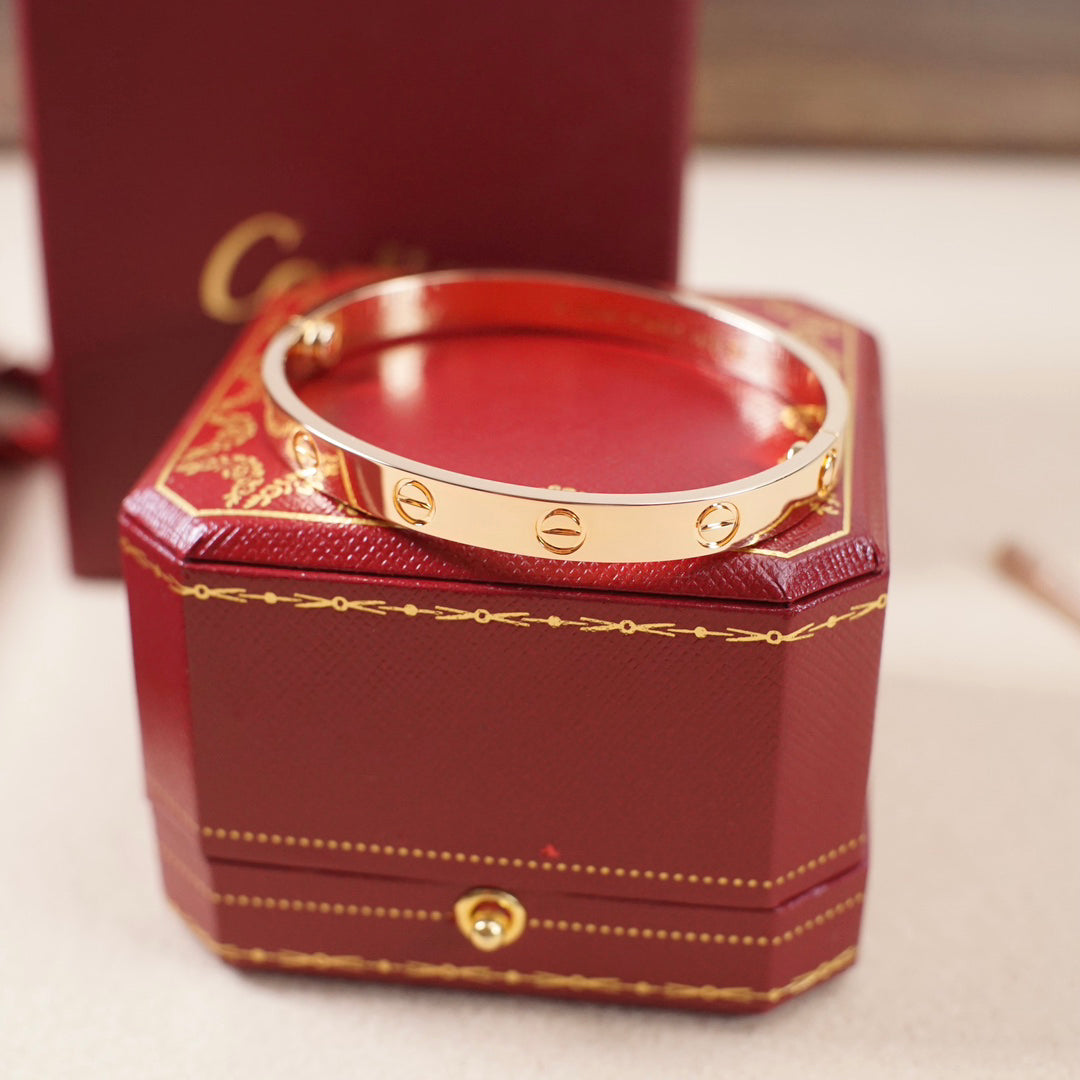 Screw-Lock Bangle Bracelet, 18K Rose Gold Plated, 6.1 mm