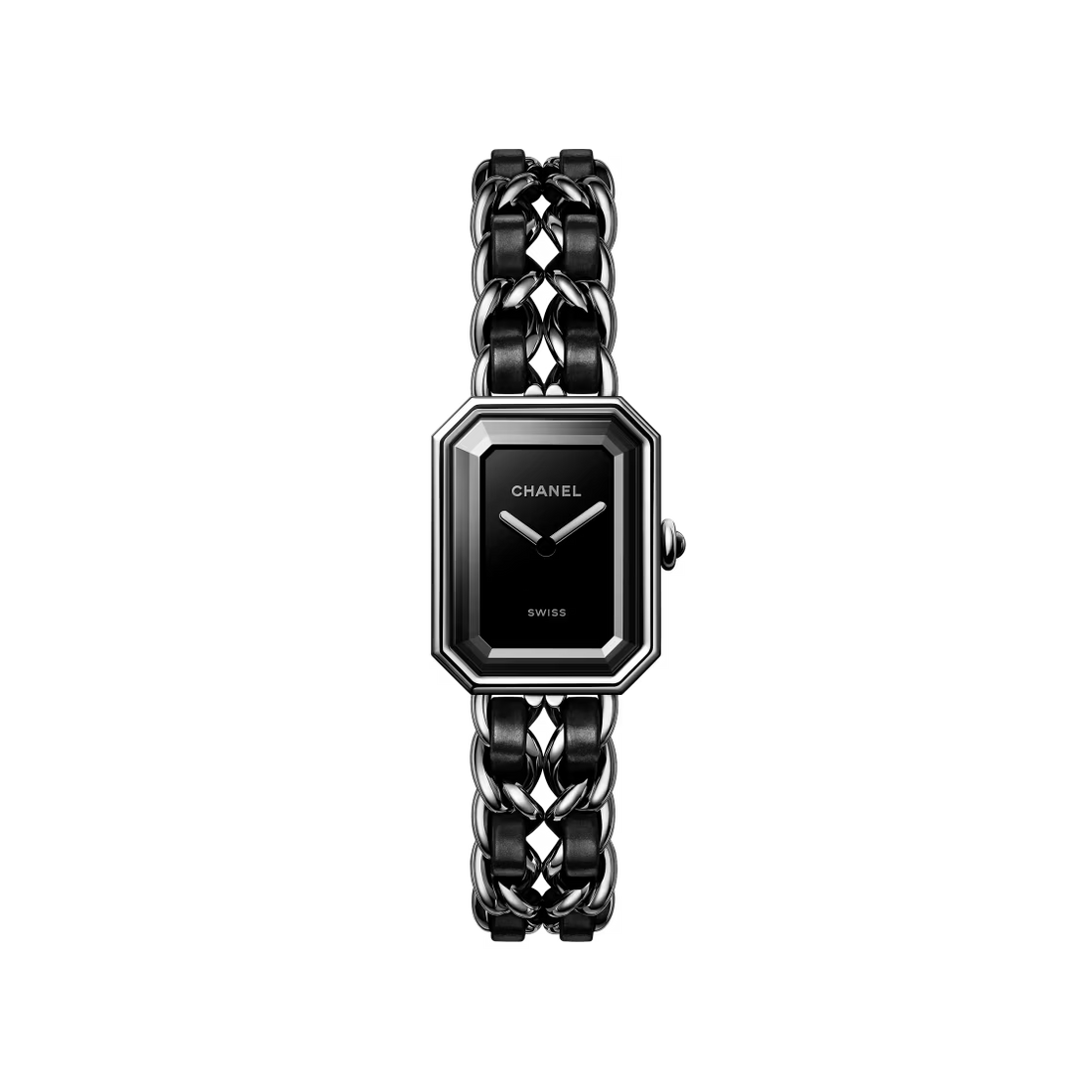 Octagonal Dial Watch, White Gold Tone, Black, White