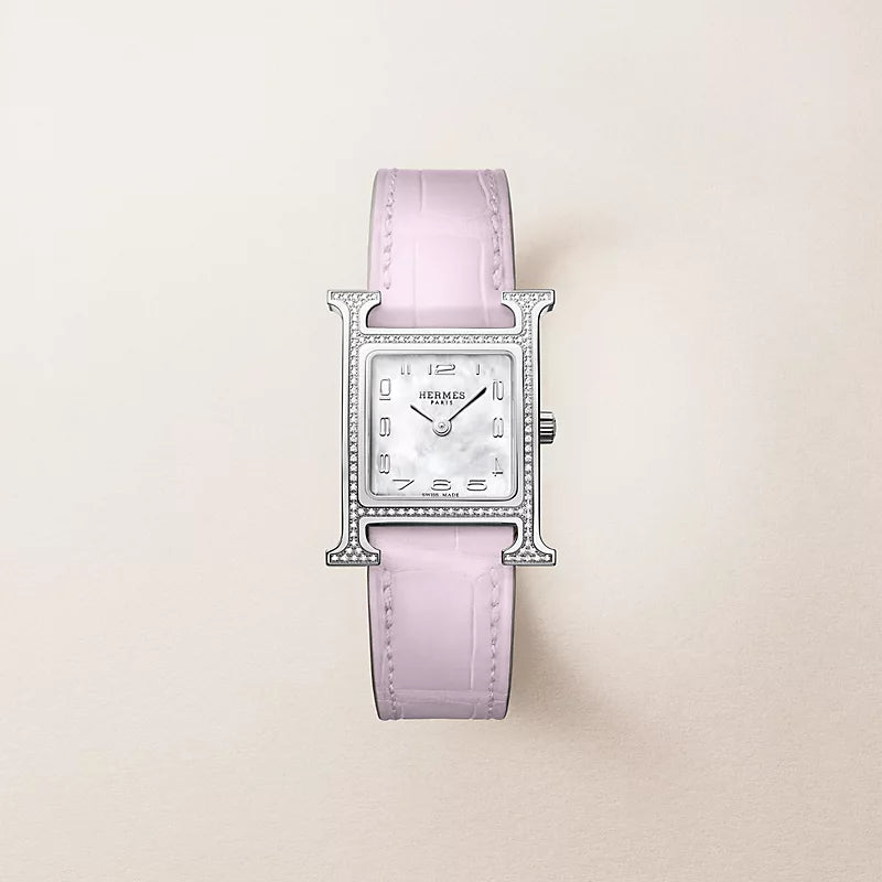 H-Case Watch, Steel, Stone-Set, Small Model, 25 mm