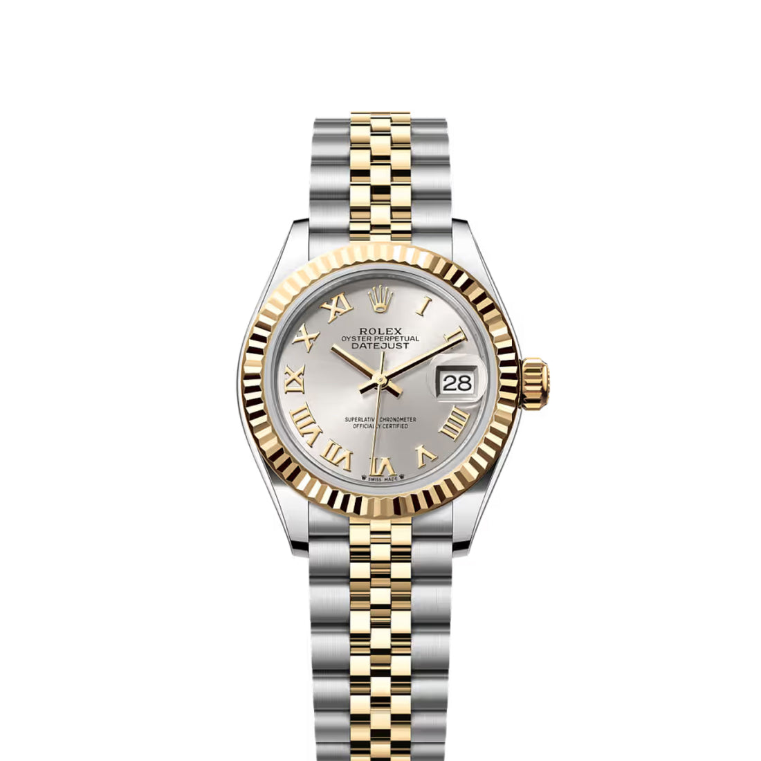 Classic Date Watch, Yellow Gold Tone, Steel, 28 mm