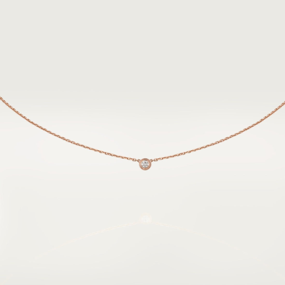 Heart Pendant Necklace, Rose Gold Tone, Stone-Set, Mini Model
