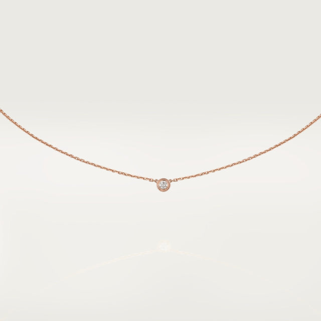 Heart Pendant Necklace, Rose Gold Tone, Stone-Set, Mini Model