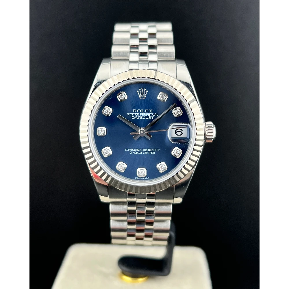 Classic Date Watch, White Gold Tone, Steel, White, 31 mm