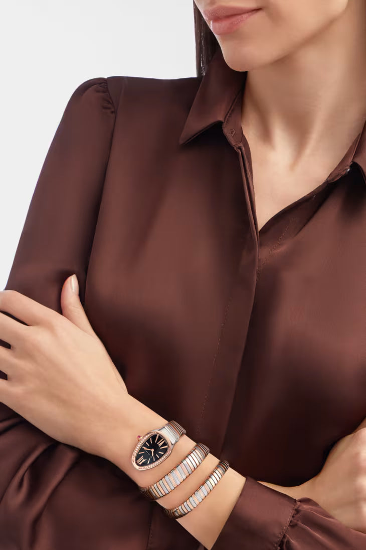 Coiled Band Watch, Rose Gold Tone, Stone-Set, 35 mm, Size M